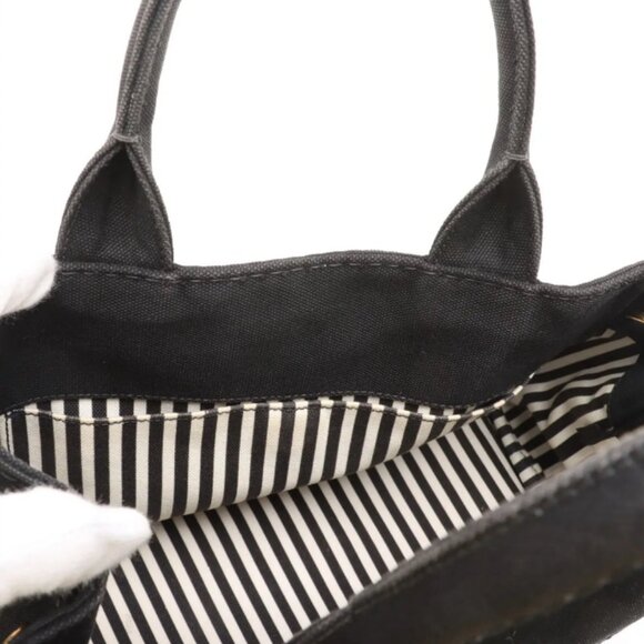 Prada Canapa Canvas x Leather Two-Way Handbag Black - Picture 16 of 16